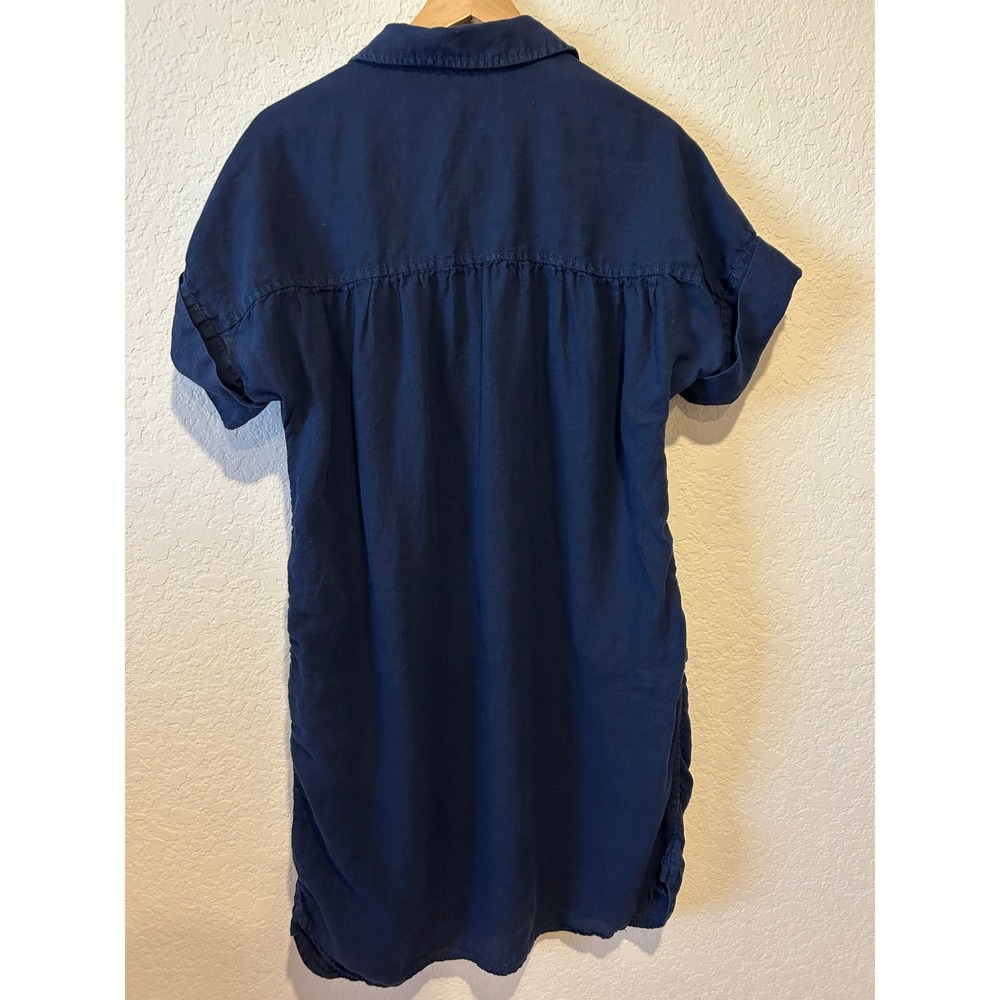 J. Crew Shirt Dress Sz M Navy Blue 100% Linen Relaxed Beach Resort Vacay Preppy - Picture 5 of 9